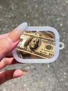 1 件加厚 UV 印花金色美元耳机盒，适用于 Apple 蓝牙耳机透明保护套