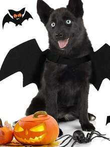 1pc Halloween Pet Bat Costumes - Adjustable Harness Fits Cats & Small Dogs - Puppy Collar Leads Cosplay Bat Costume For Pet Halloween Party Favors