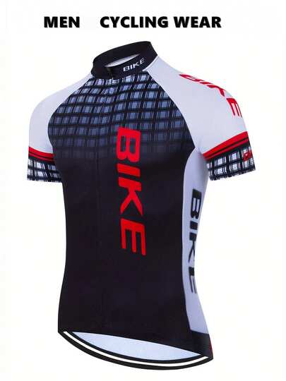 Men's Professional Cycling Jersey - Geometric Pattern, Regular Fit Short Sleeve Shirt, Suitable For Cycling, Fishing And Casual Daily Wear - Spring, Summer, Autumn Outdoor Sports