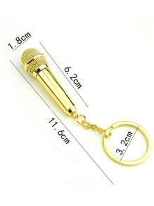 Personalized Name Microphone Keychain, Customized Mini Realistic Microphone Keychain With Rotatable Opening, Confessional Microphone Pendant Keychain, Actor Souvenir Program Performance Engraved Gift, Back To School Gift, Children's Halloween Gift, Gold/Silver Customized Birthday Gift, Halloween Accessories - Silver - View 9