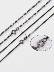 1 件哥特式 S925 纯银项链，男士百搭颈链，小众深黑色系列银链，舒适低过敏性佩戴，适合音乐节和派对