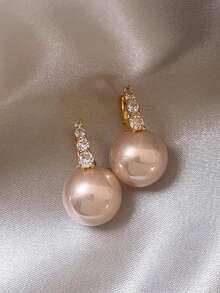 6 pares de pendientes elegantes y vintage con diseño geométrico cuadrado de perlas falsas, minimalistas y elegantes, versátiles para uso diario y festivo de las mujeres - Conjunto N - Ver 3