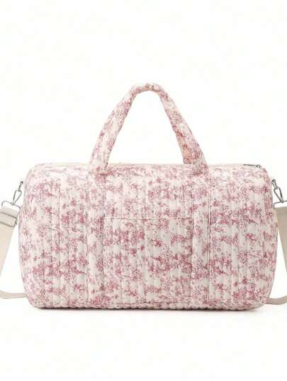 Grand sac de Boston rose vintage, adapté pour ranger divers articles de voyage, un accessoire de voyage essentiel comme un sac de toilette, un sac à cosmétiques, un sac de plage, un article essentiel pour les vacances, un sac de fournitures scolaires, un article de voyage essentiel, également adapté pour le dortoir, la salle de bain, la valise et d'autres occasions, un choix idéal pour les femmes voyageuses.