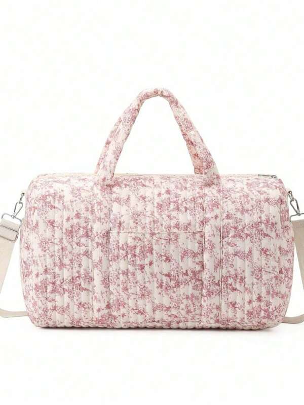 Large Vintage Pink Boston Bag, Suitable For Holding Various Travel Items, Essential For Trips Toiletry Bag Wash Bag Toiletry Travel Bag Makeup Storage Beach Beach Bag Vacation Holiday Essentials School Supplies Travel Essentials Ladies For College Dorm Bathroom Duffle Bag Luggage Suitcase Travel Bag For Women