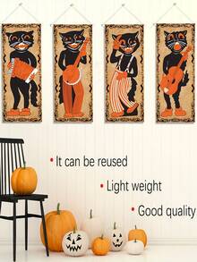 4 piezas de pinturas colgantes decorativas para fiesta de Halloween, pinturas colgantes de tela para decoración festiva, pinturas colgantes para fondo de pasillo, pinturas decorativas de Halloween, decoración de arte de pared