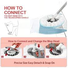 8 Pack Spin Mop Replacement Head For 360° Spin Mop System, Standard Size Round Shape Mop Head Replacement,Spin Mop Refills Replacement Head Microfiber, Machine Washable And Easy Cleaning - White - View 7