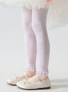 1/2/4 Pcs Girls Lace Trim Capri Pants, Lightweight Breathable Girls Princess Leggings For Summer - Multicolor - View 3