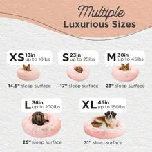 Original Calming Donut Dog And Cat Bed, Shag Faux Fur, Cotton Candy Pink, XS (18x18) - Helps Provide Anxiety Relief For Pets,10123608
