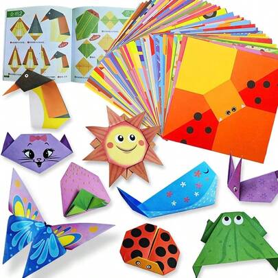 Origami Kit 30 Sheets Origami Paper Craft Guiding Book DIY Art Craft Projects Supplies For Beginners Children Kids Boys Girls