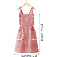 FWQGQEG Vintage Ladies Aprons, Pinafore Apron Dress For Women Girls, Cute Floral Slim Aprons Chef Aprons, Gift For Women - 磚紅色 - 查看 6