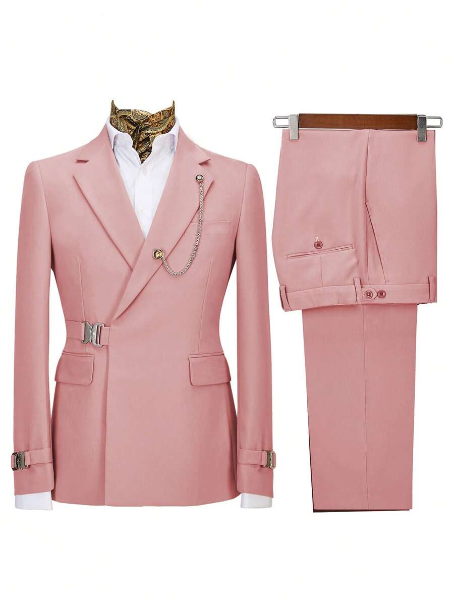 Fashion Classic 3-Piece Suit For Men's Suit For Business Commuter Groom Tuxedo - Pink - View 1