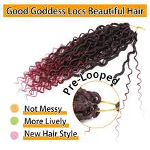 10/14/18/22 Inch Goddess Locs Crochet Hair Faux Locs Crochet Hair Pre Looped River Locs Crochet Hair With Curly Ends, Tbug