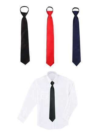 Boys Ties Solid Color Pre-Tied Kids Necktie For Age 8-12 Adjustable Woven Formal Kids Tie Wedding School Graduation