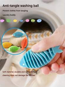 4个装防打结洗衣球 小鱼洗衣球 防打结洗衣球 防打结洗衣小工具 - 彩色 - 查看 1