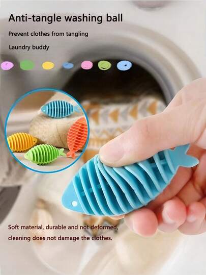 4 piezas Bolas antilavado, Bolas de lavandería en forma de pez pequeñas, Bolas antienlace para la lavandería, Accesorios antilavado