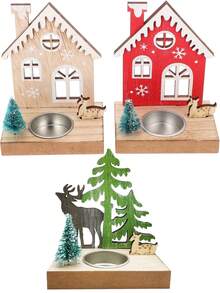 1 Stück Weihnachtskerzenhalter Deko Teelampe Weihnachtsdekoration Kerzenhalter Weihnachtsmann Kerzenhalter Weihnachtskerzenhalter Fenster Holzhaus Tischdekoration Tischzentrum Kerzenhalter (ohne Kerzen) Weihnachtsdekorationen Winterraumdekoration