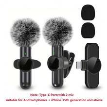 Professional Wireless Lavalier Microphone For Smartphones, Plug And Play Wireless Microphone For Video/Audio Recording, Clip-On Lapel Microphone For Interview/Vlog/Teaching - Matt Black - View 11