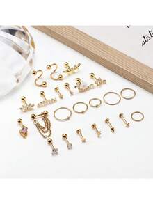 Milacolato Earrings For Women 16G - Conch Helix Tragus Earrings Piercing Jewelry Hypoallergenic Surgical Stainless Steel Cartilage Flat Back Stud Earring Push In Nose Studs Labret Jewelry - Nhiều màu - Xem 7