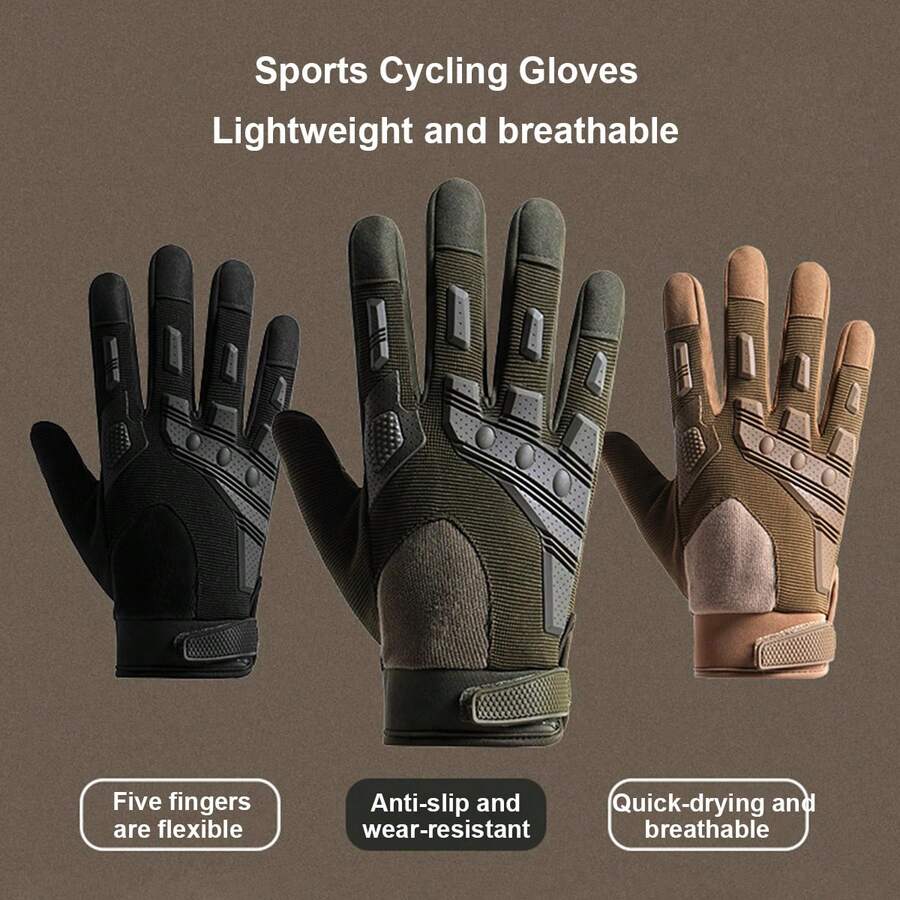 1 par de luvas masculinas de ciclismo ao ar livre com tela sensível ao toque, luvas de fitness antiderrapantes adequadas para esportes ao ar livre, caminhadas, treinamento de força, luvas respiráveis multifuncionais, disponíveis em várias cores e tamanhos - Multicolorido - Ver 1
