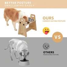 BingoPaw Adjustable Elevated Dog Bowls Tall Raised Feeder Stand For Large Dogs Medium Dog - Wood - View 12