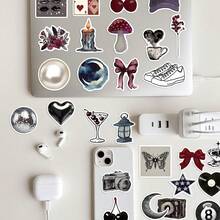 50pcs Pinterest Downtown Y2K Stickers - Reusable Self-Adhesive Vinyl Decals With Funny Phrases, Matte Finish For DIY Phone, Notebook, Laptop & Case Decoration Supplies