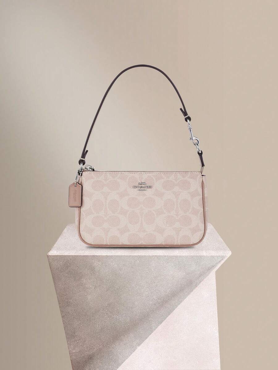 Coach Nolita 19 Shoulder Bag In Signature Canvas Purse for Women Clutch Bag Vintage Underarm Bag Square Satchel Handbag Purse Ladies Travel Elegant Bag with Adjustable Detachable Strap - Sand Taupe1 - 查看 1