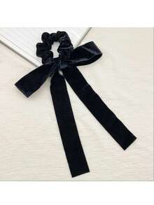 4条装女士丝绒蝴蝶结发圈，纯色复古丝绒发带，简约优雅发饰，适合日常佩戴，可作马尾辫发圈、发绳、发圈、发圈、发绳、弹力发圈等头饰。 - 彩色 - 查看 6