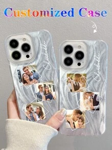 1 pieza Funda de teléfono personalizada con 3 fotos diarias de pareja/familia, funda de teléfono personalizada con foto interactiva de mascota perro/gato, funda de teléfono personalizada con foto conmemorativa de bebé, funda de teléfono personalizada con bendición de letras, funda de teléfono personalizada con foto retrato compatible con iPhone 11, 12, 13, 14, 15, 16 Pro Max, S23, S24, S25 Ultra 5G, A13, A14, A15, A16, A33, A34, A35, A55, A56