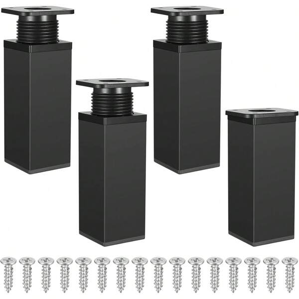4 PCS Adjustable Cabinet Legs, 0-20mm Height Adjustable Table Legs, Aluminum Alloy Kitchen Sofa Furniture Adjustable Legs