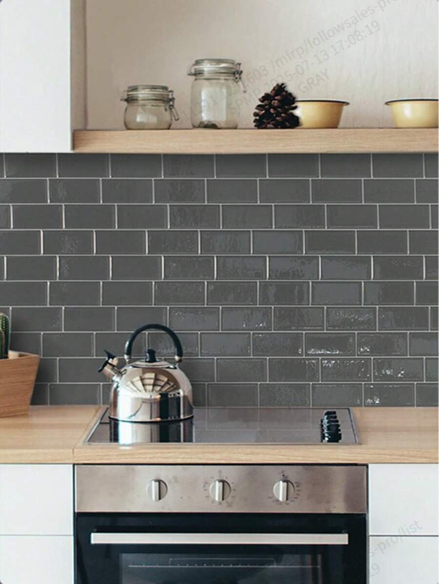 1 件 3D 瓷砖风格简约优雅厨房贴纸客厅装饰房间装饰家居装饰壁纸墙纸