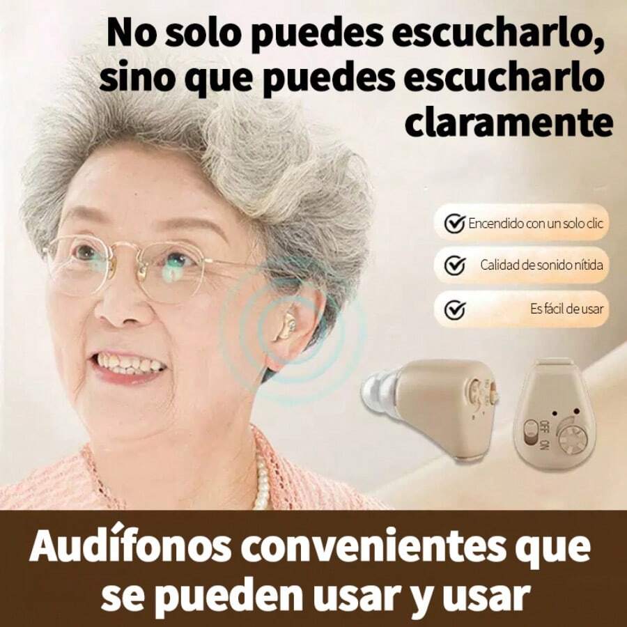 Amplificadores cómodos para personas mayores Audífonos intraauriculares duraderos y de alta calidad para personas con discapacidad auditiva - Caqui - Ver 1