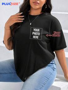 Customized Round Neck Dog & Cat Pet Memorial Gift Men's Casual T-Shirt - Add Your Own Image (Selfie/Photo/Friend Photo/Lover Photo/Girlfriend Photo/Gift/Couple Logo/Girlfriend Custom) And Text, Design Your Personalized Printed T-Shirt As Father's Day And Mother's Day Gift - Black - View 1