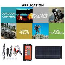 Kit de Panel Solar Monocristalino de 600W con Controlador de Carga de 100 A, Portátil Ligero para Aplicaciones de la Red de Botes de Vehículos Recreativos - Negro - Ver 2