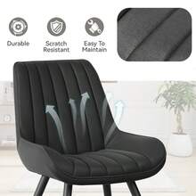 Nalupatio 2 Piece Modern Dining Chairs Set - Comfortable Padded Fabric Kitchen Side Chairs With Thick Cushions & Metal Legs, Suitable For Dining Room, Living Room, Kitche - Negro - Ver 3