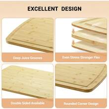 mteryoing Tabla de cortar de bambú extra grande de 30x20 pulgadas, cubierta para estufa de gas, tabla de cortar con ranuras profundas para el jugo, reversible y fácil de limpiar para el hogar y restaurantes - 30" de largo x 20" de ancho - Ver 6