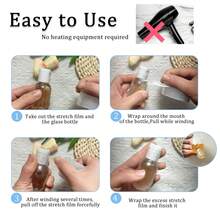 4 rollos de película de envoltura elástica, envoltura de embalaje sin calor, fácil de usar para sellar botellas, frascos y otros materiales de embalaje - Multicolor - Ver 8