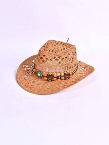 1 chiếc Mũ chống nắng bằng giấy khoét rỗng họa tiết caro Bohemian dễ thương, thanh lịch, cổ điển, phong cách cung điện đường phố, dành cho cả nam và nữ, mùa xuân/hè (Lưu ý: Do vấn đề vận chuyển, sản phẩm có thể có nếp nhăn và cần điều chỉnh thủ công sau khi nhận hàng, cảm ơn bạn đã thông cảm) - MZ1957+ML44 - Xem 17