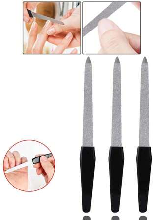 5pcs Professional Metal Double Sided Nail File Plastic Handle High Quality Pro Nail Files DIY Pro Manicure Pedicure Tool