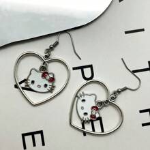 Sanrio 1 Pc Hello Kitty Women Clear Crystal Stud Earrings - Silver Plated Hello Kitty Earrings
