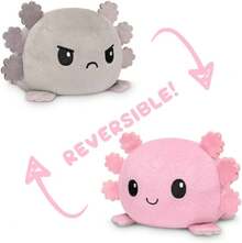 TeeTurtle - The Original Reversible Axolotl Plushie - Black + Pumpkin - Cute Sensory Fidget Stuffed Animals That Show Your Mood - Perfect For Halloween! - Lấp lánh màu hồng + Kỳ nhông xám - Xem 4
