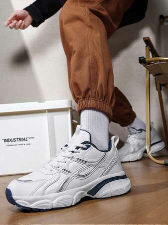 1 par unisex sportskor med mönster i mesh, lapptäcke, fitnessgym vintage grova sneakers med tjock sula, andningsbara lätta löparskor för kvinnor