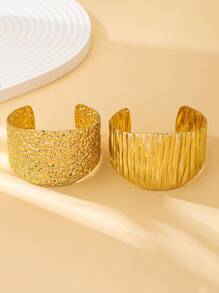 1pc Fashionable, Unique, Geometric Hammered Wavy Cuff Bracelet, Can Be Stacked Or Worn Individually, Bracelets For Women, Suitable For Daily Wear, Parties, Socializing, Gifting To Family And Friends