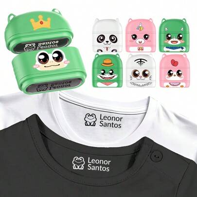 1pc Customizable Cute Cartoon Name Stamp, DIY Engraved Name Stamp Suitable For Uniforms And Stationery Labels, Applicable To Fabric, Plastic Labels, Water Bottles, Lunch Boxes, Suitable For Anniversary, Birthday, Family, Office, Valentine's Day Decoration, Custom Display And Storage, Street Casual Fashion