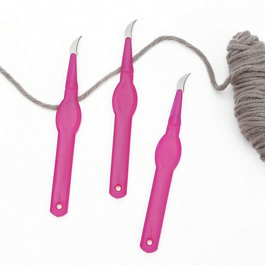 1 件弯刃裁缝刀、裁缝划线刀、送货盒切刀、适用于十字绣手工切割、开箱刀 - 玫紅色 - 查看 1