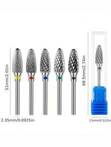 Brocas profissionais de aço tungstênio para unhas (1/2/5 peças), adequadas para remoção de gel, ferramentas de manicure e acessórios para lixa elétrica de unhas. - Multicolorido - Ver 4