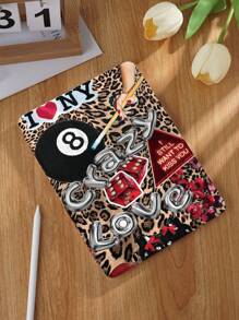 豹纹拼接图案平板电脑保护套,兼容 iPad Mini 4/Mini 5/Mini 6/Air 第五代 (2022)、Galaxy Tab A9 Plus 10.95 英寸、MatePad 10.4 英寸,带 Apple Pencil 插槽/防摔/自动休眠/唤醒功能 - 彩色 - 查看 3