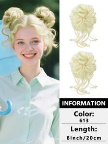 2 Peças Acessórios para Coque Bagunçado, Scrunchies Elásticos de Cabelo Encaracolado Sintético para Mulheres, Adequado para Penteados de Casamento Femininos - Multicolorido - Visão 16