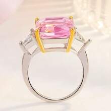 خاتم مربع من الزركونيا المكعبة بتصميم بسيط باللون الوردي والأصفر والأبيض، هدية للخطوبة والزفاف والحفلات وعيد الميلاد