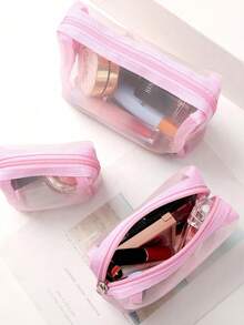 3pcs Light Pink Simple Nylon Mesh Cosmetic Bags, Large Capacity Waterproof Travel Pouch Convenient Storage Bags Bag,Room Decor, Bags,Makeup Bag,Vanity,Travel,Make Up Bag,Travel Essentials,Organizer,Storage,Travel Essential,Makeup Organizer,Makeup Bags,Make Up Organizer,Organiser,Toiletry Bag,Desk Organiser,Cosmetic Bag,Makeup Pouch,Make Up Organize,Vanity Accessories,Make Up Pouch,Make Up Bags,Makeup Bag,Make Up Bag,Makeup Bags,Cosmetic Bag,Makeup Organiser,Travel,Makeup Pouch,Bag,Vanity,Make Up Pouch,Travel Essentials,Pouch Bag,Make Up Bags,Bags,Travel Essential,Vanity Accessories,Small Makeup Bag,Makeup Pouch,Cosmetic Bag,Travel Essential,Large Capacity,Large Makeup Bag - Baby Pink - View 3