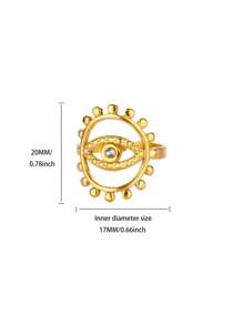 Anillos de acero inoxidable con junta de bambú para mujeres, anillo de dedo abierto chapado en oro de 18K con circonita cúbica, accesorios de joyería para fiestas de verano y vacaciones, regalos de Navidad para mejores amigas/mamá